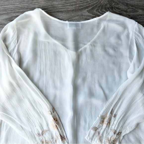 Vintage  Raindrops Semi Sheer Embroidered Sequins Blouse - Picture 13 of 14